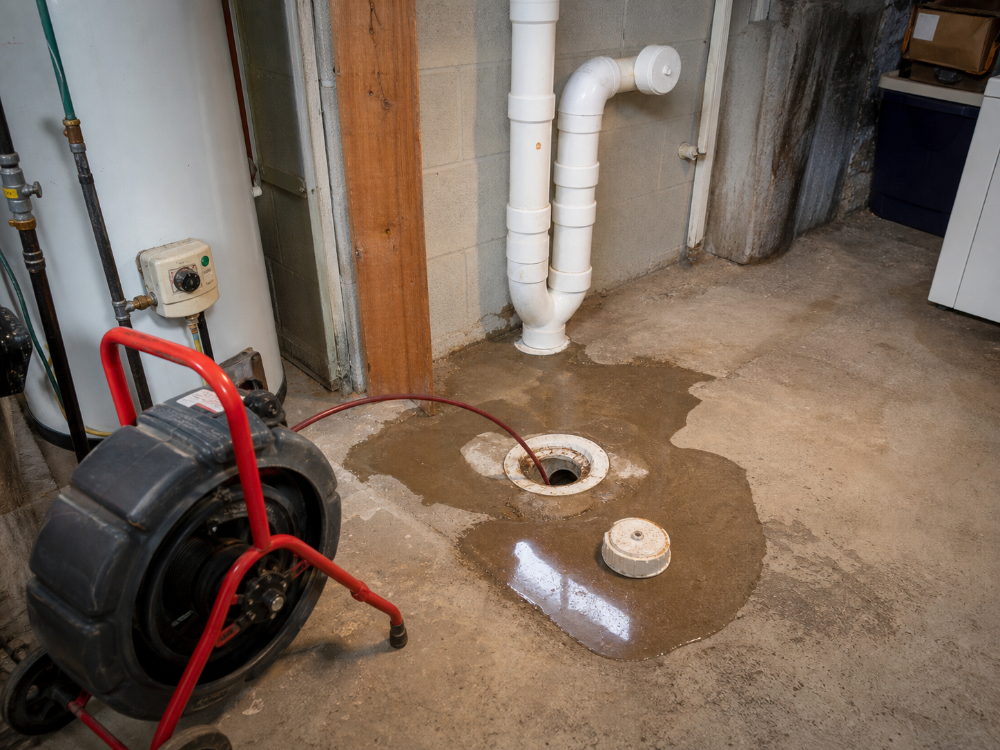 Basement floor drain and sewer cleanout for Oak Grove MO plumber service
