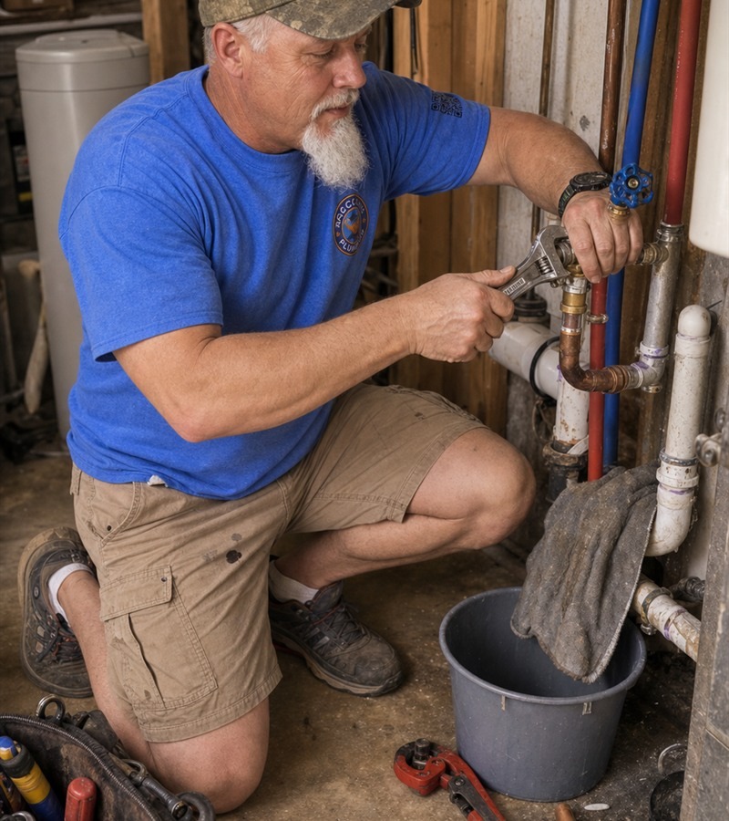 ACCU Plumbing technician repairing residential plumbing